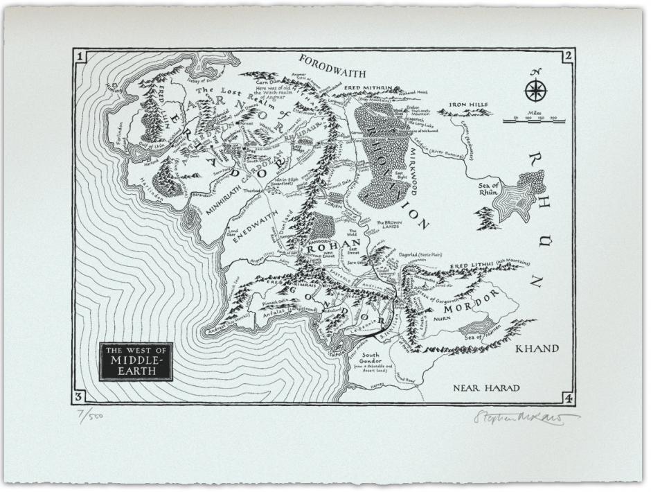 Unframed map of Middle Earth