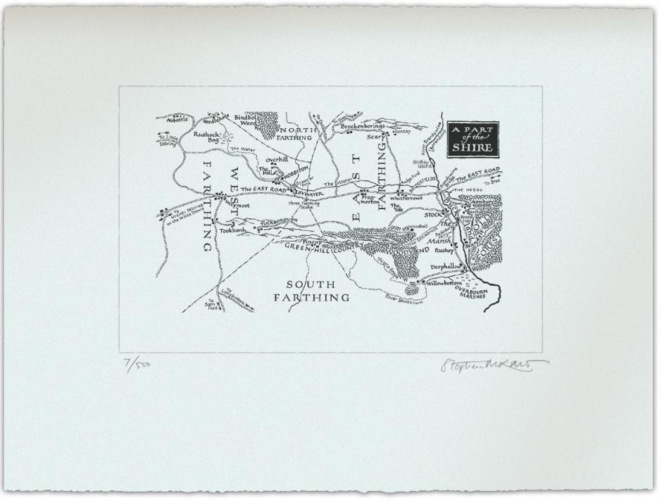 Unframed map of The Shire, Middle Earth