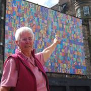 jan sutch pickard and the robert burns banner in edinburgh